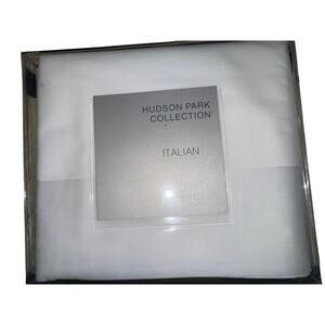 Brand New Hudson Park Italian Linen Cotton Sateen Cuff Percale King Flat Sheet